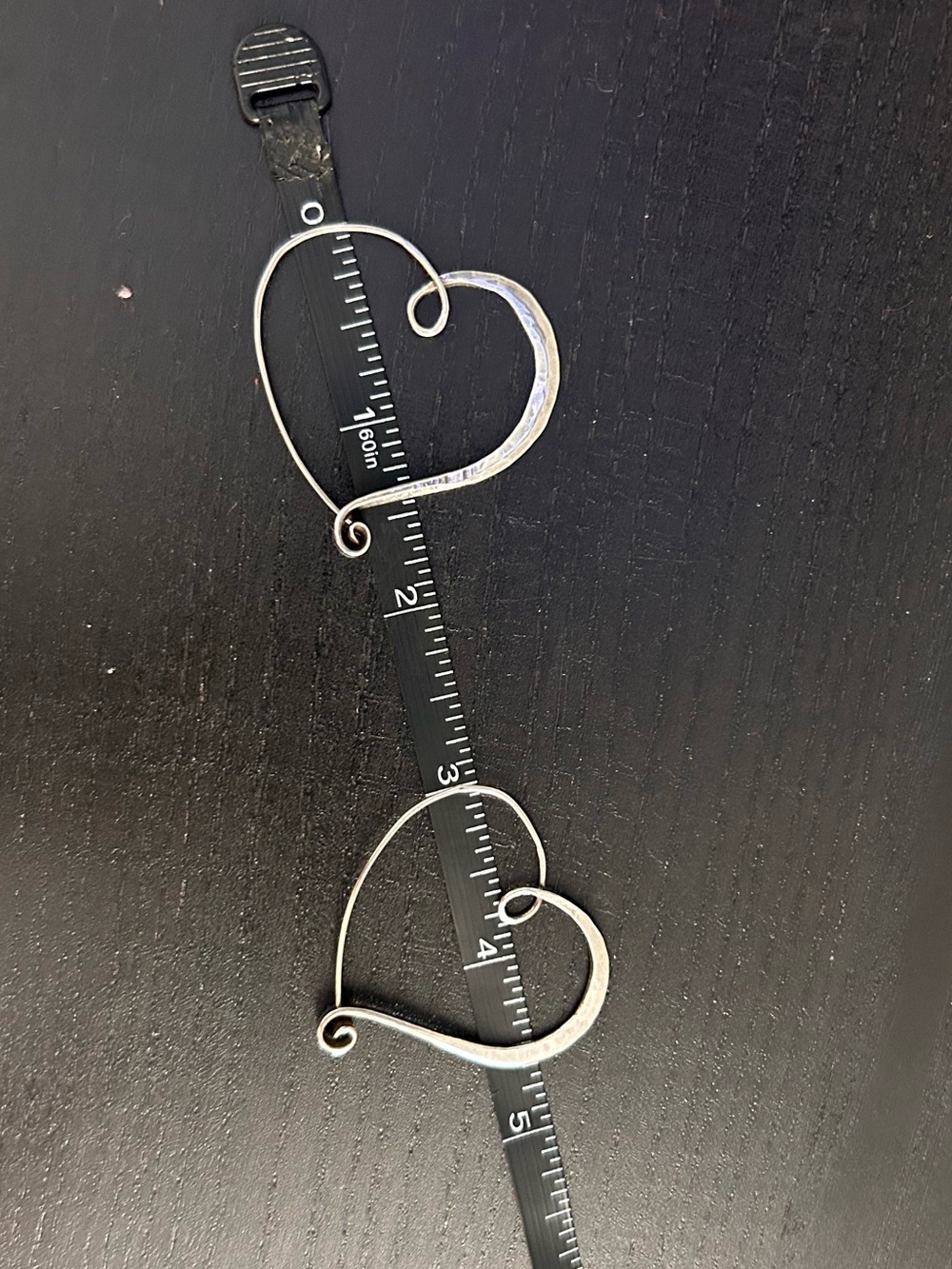 Handcrafted & Hammered Sterling Silver Heart Swirl Shaped Wire Hoop Earrings - Picture 13 of 15